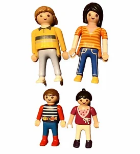 Playmobil City Dollhouse Family Mom Dad Child Boy Girl Kids (4) Figure Lot - Picture 1 of 2