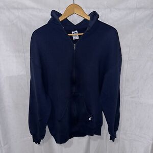 Vintage 90's Russell Athletic Full Zip Hoodie Navy Blue Made in USA Size XL