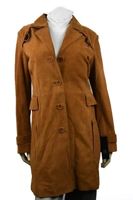 Jaqueta de couro Mark Alen vintage feminina camurça couro com botões mostarda XS - Imagem 1 de 4