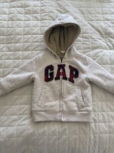 BABY GAP BOYS LOGO HOODIE SWEATSHIRT Zip Jacket sherpa fleece lined  Size 2