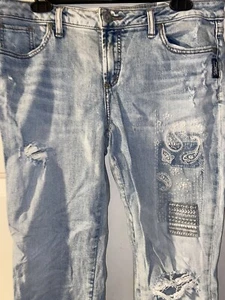 Silver Jeans Women Boot Cut Low Rise Slim Light Wash Suki Denim 31x27 Embroidery - Picture 1 of 4