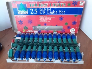 SET 25 C9 END TO END VINTAGE 1993 SPIRITO NATALIZIO LUCI BLU NATALE ESTERNO - Foto 1 di 12