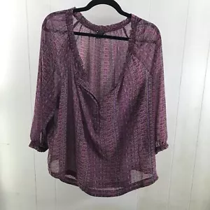 American Eagle lila rosa Poly Chiffon Bauernbluse Gr. XXL - Bild 1 von 4