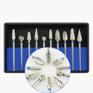 10 Pcs Dental Lab Polishing Bur Drills Tungsten Steel Carbide Burs Burrs 2.35MM - Picture 1 of 5