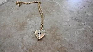 Vintage New Princess Pride 14kt gold gf locket necklace Christian cross USA - Picture 1 of 4