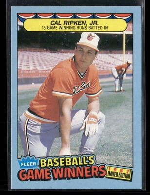 1987 Fleer Baseball's Game Winners #37 Cal Ripken, Jr. - Image 1 of 2
