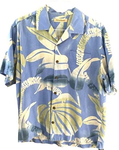 Camisa de crucero hawaiana Tommy Bahama grande 100 % seda con estampado floral de palmera - Imagen 1 de 5
