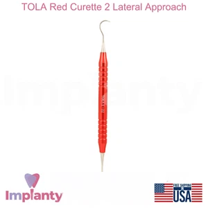 Herramienta de acero inoxidable de doble cara de aproximación lateral TOLA Red Curette 2 - Imagen 1 de 3
