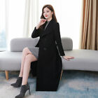 Lady Long Trench Coat Peacoat Jacket Double Breasted Overcoat Waterfall Fashion