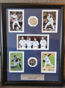 New York Yankees Core Four Photos and Medallions Framed and Matted 17.5" X 14" - Picture 1 of 6