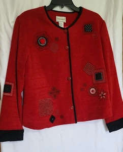 Napa Valley Red Black Embroidered Long Sleeve Button Vintage Jacket Size L - Picture 1 of 11