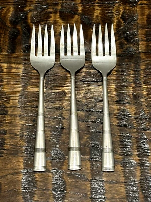 Lote de 3 tenedores de ensalada vintage con mango a rayas NASCO cubiertos de acero inoxidable Japón Foto 1 de 4