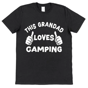 This Grandad Loves Camping T-Shirt Gift Grandfather Retirement Tent Sleeping Bag - Picture 1 of 2