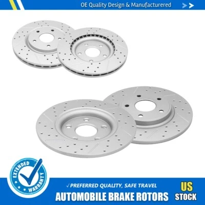 Front & Rear Drilled Brake Rotors for Dodge Grand Caravan Journey Town & Country - Image 1 of 4