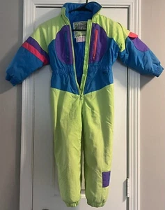 Vintage Hot Gear Mini Club Kids Snowsuit Size 5 Neon - Picture 1 of 4