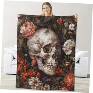 Skull Blanket for Adults Kids Men, Flannel Skull Blankets 60"x80" Skull02 - Picture 1 of 8