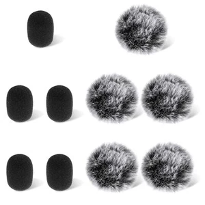 Microphone Cover Furry Windscreen & Foam Cover Set for Lavalier Lapel Mic - Picture 1 of 7