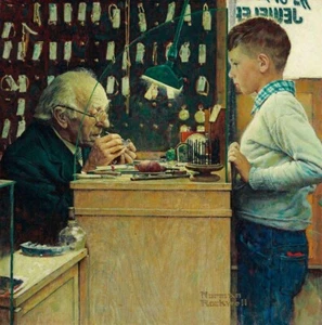The Watchmaker Norman Rockwell 1945 Americana Realism Art Print to Frame - Picture 1 of 2