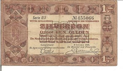 NETHERLANDS, 1 GULDEN, SILVERBON, 1938 - Image 1 of 2