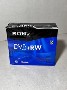 Sony 10 Pack DVD+RW 120 Minutes Sealed 4.7 GB Compact Discs w/ Jewel Cases NEW - Picture 1 of 7