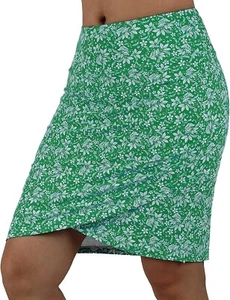Anivivo Damen S gesammelt seitlich sportlich Skort Reißverschluss Tasche Kelly grün weiß Blumenmuster - Bild 1 von 10