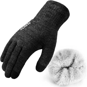 Winter Gloves for Men Women - Wool Fleece Liner with Touchscreen, Warm Knit for - Picture 1 of 8