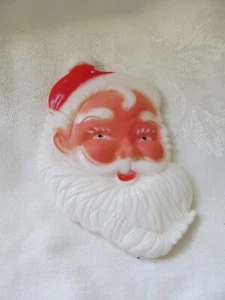 VTG Flat Plastic Cake Topper Santa Claus Face Plaque 5" x 3.25 - Picture 1 of 2