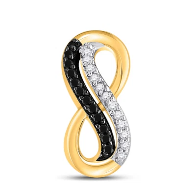 Colgante de diamantes de oro amarillo de 10 quilates diamante blanco y negro nudo de amor infinito .10 quilates Foto 1 de 4