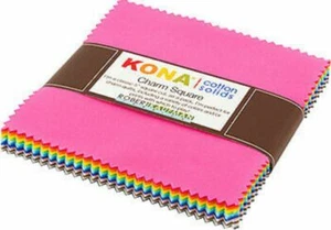 5" Charm Pack Squares Kona Cotton Solids 2017 New Colors Fabric Precuts M201.13 - Picture 1 of 2