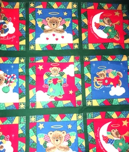 44” x 2 yd + 23” cotton fabric country angel bears 55 patchwork quilt block 7.5" - Picture 1 of 8
