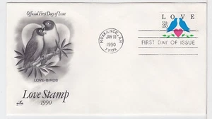 TurtlesTradingPost- Love- Bluebirds & Heart #2440 1990 FDC Artcraft Cachet - Picture 1 of 1