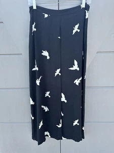 Philosophy Republic A-line Maxi Skirt Womens Line Bird Gull Print Black Sz 2 - Picture 1 of 10