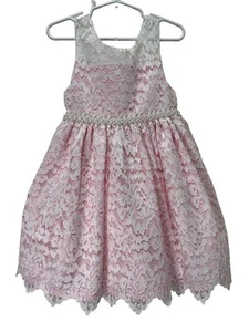 NEW American Princess Dress White Lace Over Pink Satin Girls Sz 4 NWT - Picture 1 of 17
