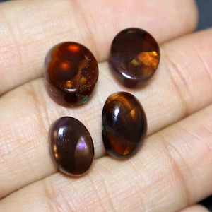 4.Piece Natural Mexican Fire Agate Cabochon Loose Gemstone Oval Smooth Cabochon - Picture 1 of 5
