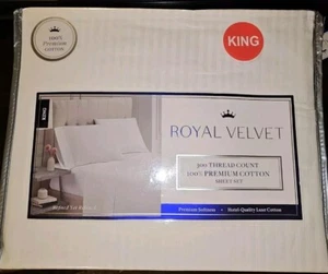 Royal Velvet Sheet Set King 300TC White 100% Cotton Bedroom Sheets NEW - Picture 1 of 3