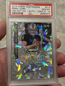 2014 Panini Contenders Derek Carr Cracked Ice /22 RC Auto PSA 10 LV Raiders HOT