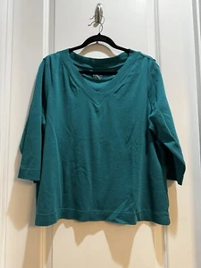 Camiseta Chico’s Ultimate verde cuello redondo manga 3/4 talla 3 (XL) axila a axila 23” algodón - Imagen 1 de 5