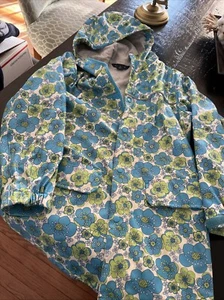 Lands End Flowered Hooded Rain Coat Girls Sz 7/8 - Picture 1 of 3