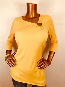 CLEARANCE JM Collection S Top NWT Stretch Tunic Twisted O Ring Asymmetrical Hem - Picture 1 of 10