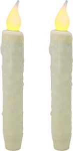 Real Wax Hand Dipped Battery Operated LED Timer Taper Candles Country Primitive - Picture 1 of 7