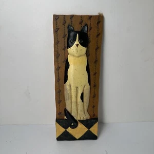 L. Spivey Folk Art Wall Hanging Plaque Cat Vintage Approx 10 X 3.5 - Picture 1 of 10