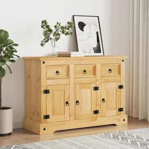 vidaXL Sideboard Corona Brown 112x43x78 cm Solid Wood Mexican Pine UK - Picture 1 of 10