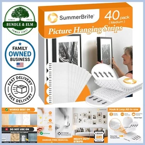 Bilderaufhängestreifen Schaumstoff weiß mittel 40 Stück beschädigungsfrei Wandhaken - Bild 1 von 9