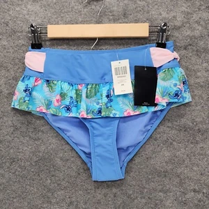 Disney Stitch Bikini Bottom Womens Small Blue Tropical Swimwear - Picture 1 of 7