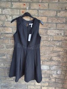 New BCBGeneration Black Lace Sleeveless Skater Dress Size UK 12 - Picture 1 of 11