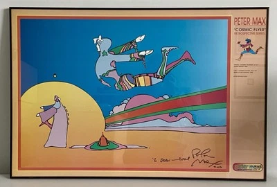 Peter Max Cosmic Flyer,2000 年 Offset 石版画签名带框 36.25 英寸 X 24.25 — 第 1/4 张图片