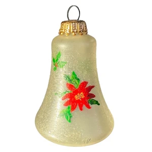 Adorno de campana de vidrio soplado pintado a mano blanco brillo Alemania Occidental de colección - Imagen 1 de 7