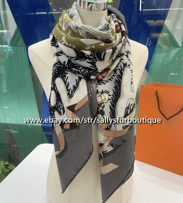 Sallys 70% Cashmere & 30% Silk Wrap Scarf Christmas Print Double Face Shawl 53" - Image 1 of 4