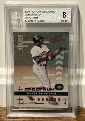 RARO 2001 Playoff Absolute Memorabilia #2 Spectrum 09/10 Barry Bonds Beckett 8 Foto 1 de 2