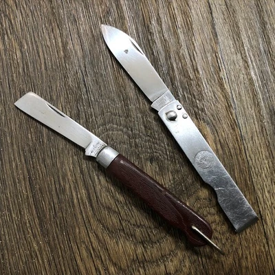 Lote De 2 Cuchillos De Bolsillo Plegables De Colección EE. UU. Imperial Boy Scout BSA y Klein Tools Foto 1 de 4